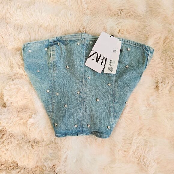 JEWELED ZARA DENIM LIMITED EDITION JEWELED DENIM CORSET ZARA HOLIDAY DENIM - Picture 16 of 16